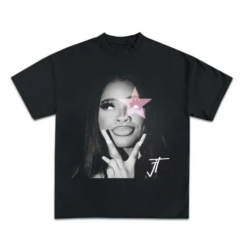 Men's Vintage 100% Cotton Round Neck Shortsleeve T-Shirt with Pink Star Graphic, Multi-Size Menswear Casual Streetwear Top
