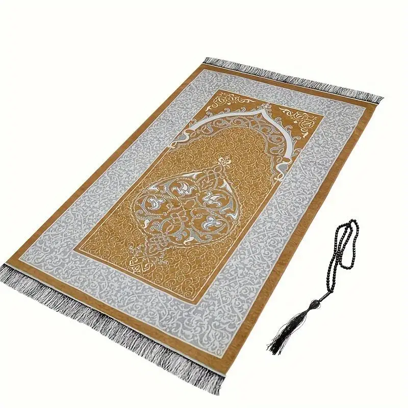 Vintage Style Islamic Prayer Rug, Non-slip Soft Carpet with Tassel, Decorative Mat for Home Living Room Bedroom