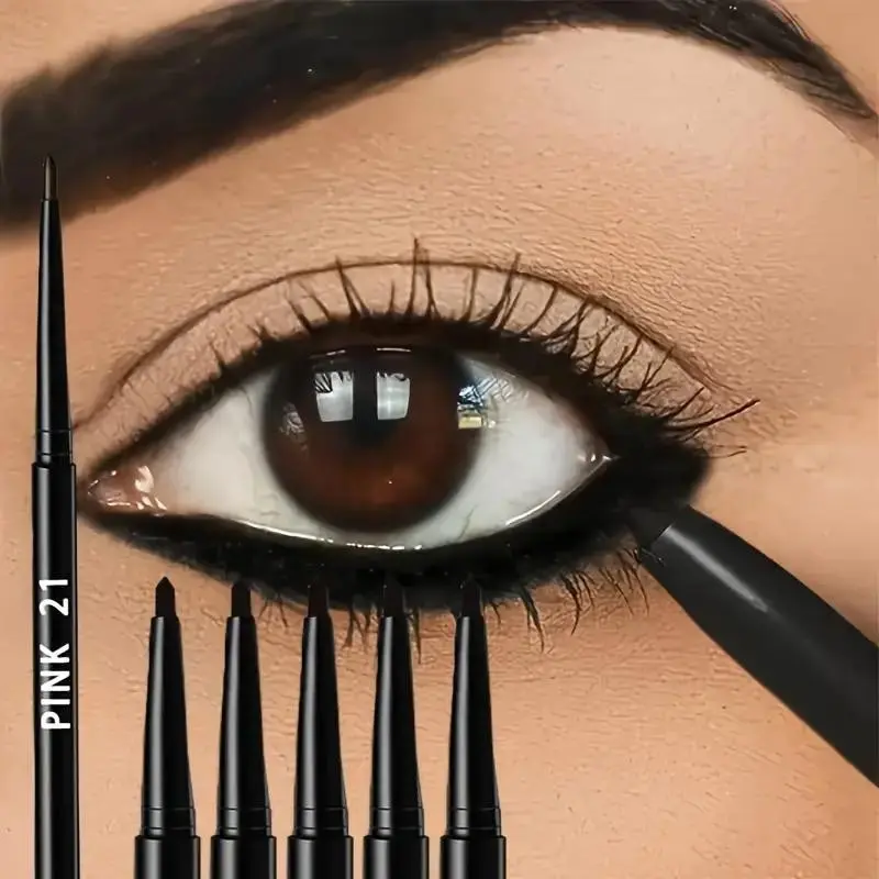 5 black gel Longwear eyeliner pencils, long-lasting and natural, soft and smooth, easy to apply, matte and quick-drying, smudge-resistant gel eyeliner cosmetics, Eye Makeup Products