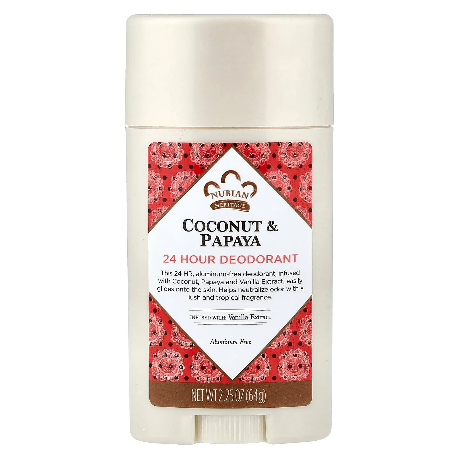 Nubian Heritage 24 Hour Deodorant, Coconut & Papaya, 2.25 oz (64 g)