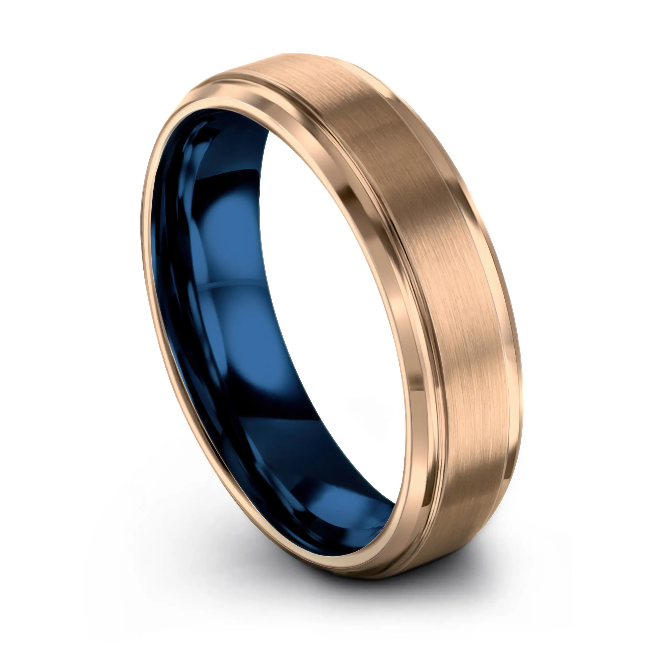 Guy Wedding Rings 18K Rose Gold Engravable 6mm Men Wedding