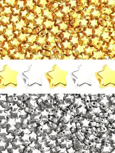 100pcs Star Spacer Beads 6mm Dual Color, Elegant Bright Dual Tone, Ideal for Bracelets, Jewelry, Keychains, Craft Accessories
