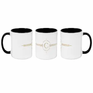 11oz Modern Geometric Monogram Ceramic Coffee Mug - Letter C Design, Premium Drink Cup, Microwave-Safe, Dishwasher-Safe