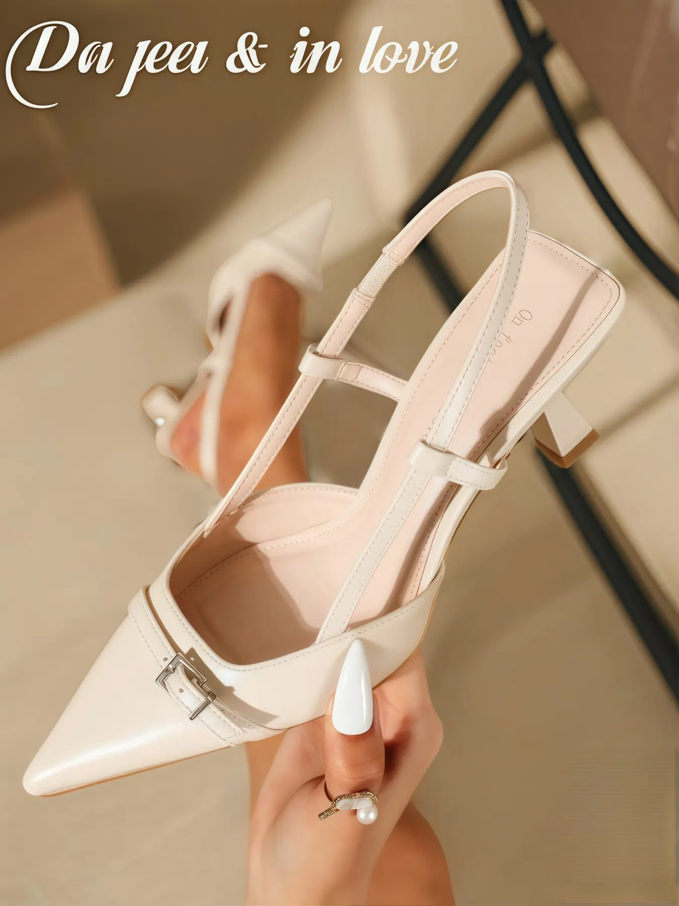 Women's New Fashion Stylish Elegant Pointed Toe Low Cut Backless Single Strap Thin Heel High Heels Footwear, PU Leather, All Seasons, Shoe