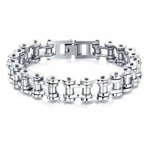 Trendy Hip Hop Punk Motorcycle Chain Bracelet, Fashion Street Style Men's Versatile Link Bracelet, Chunky Link Bracelet, Cuban Link Bracelet, Metal Bracelet, Stylish Jewelry Accessory, Alloy Chain Bracelet, Cuban Chain Bracelets, Fashion Cool Accessories