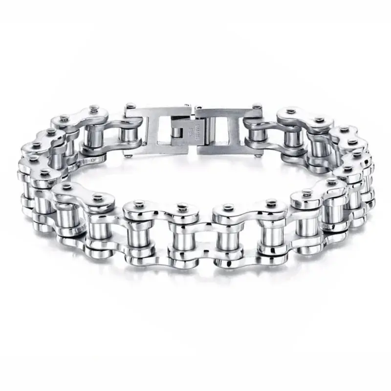 Trendy Hip Hop Punk Motorcycle Chain Bracelet, Fashion Street Style Men's Versatile Link Bracelet, Chunky Link Bracelet, Cuban Link Bracelet, Metal Bracelet, Stylish Jewelry Accessory, Alloy Chain Bracelet, Cuban Chain Bracelets, Fashion Cool Accessories