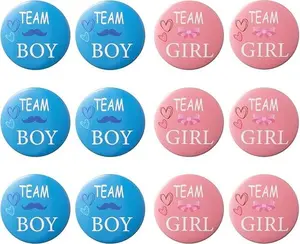 40 Pieces Gender Reveal Button Team Boy Girl Button Pins, 2 Inches for Baby Shower Party Supplies