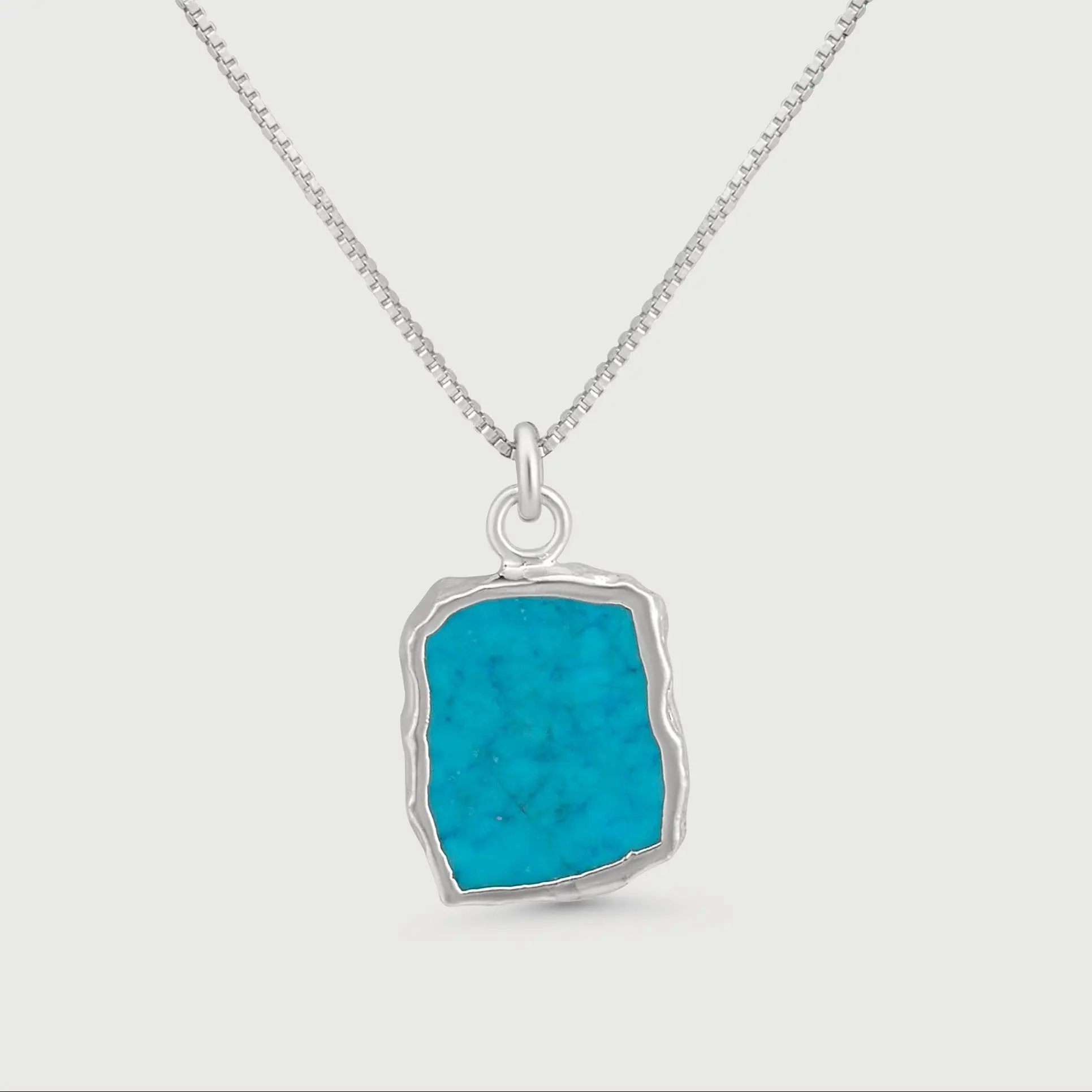 ALUNIA Desert Sky Turquoise Necklace - 925 Sterling Silver Natural Turquoise Pendant | Genuine Howlite Stone Jewelry | Birthstone Necklace | Perfect for Southwestern Boho Style