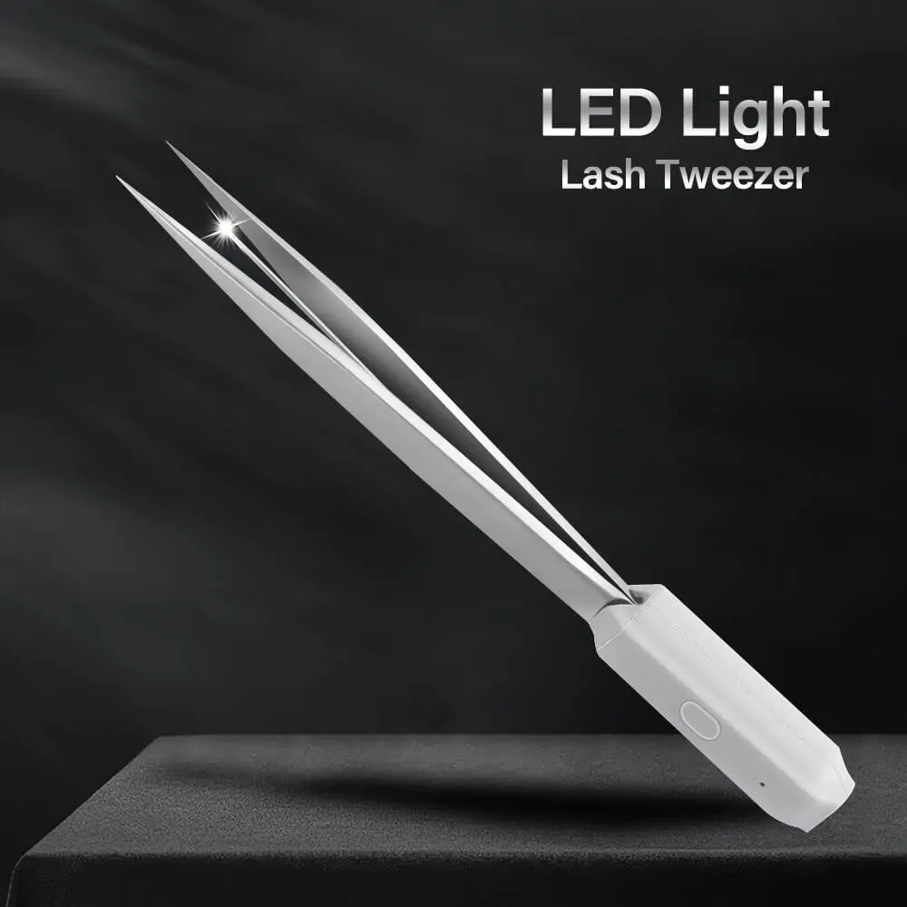 Isolation Tweezer with Built-in LED Light, Professional Makeup Tool for Precision Eyelash Extension Application, Precision Grip, Cosmetic