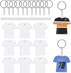 72Pcs Bulk Pack Double-Sided Sublimation MDF Keychain Blanks, White Protective Film, Heat-Transfer Friendly for Pet Sports Events, Dog & Cat Accessory Add-Ons