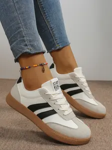 Women's fashion sneakers, casual lace-up shoes, retro sports shoes, versatile flat shoes, all-season couple's footwear, Fashionable Casual Sneakers