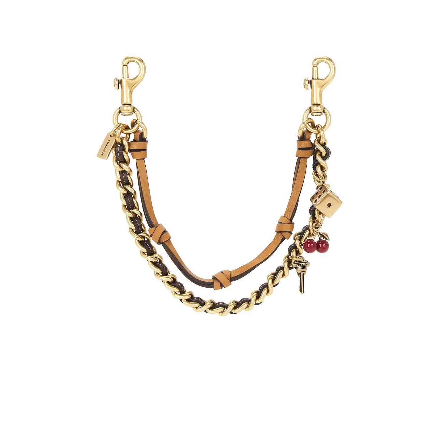Coach Leather And Metal Swag Bag Charm in Maple Honey
