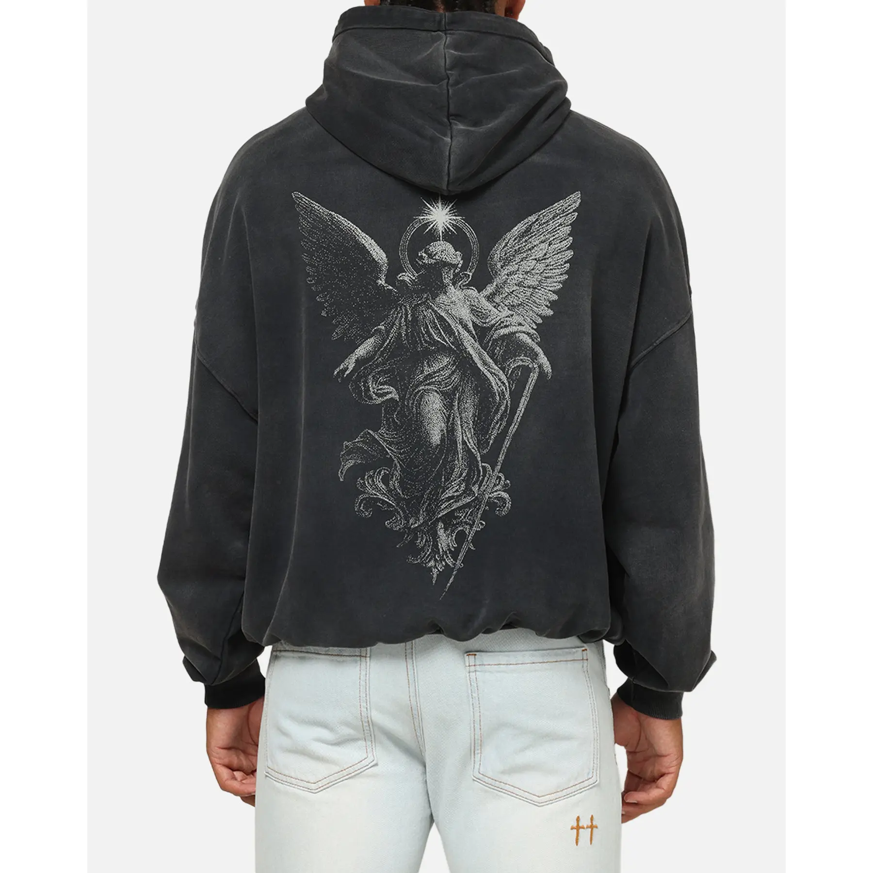 Saint Morta Celestial Boxy Hoodie Black Wash
