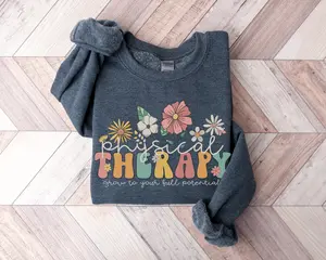 Physical Therapy Cotton Crewneck Pt Machine Washable T-shirt Pta Crewneck Physical Therapist Pullover Pt Graphic T-shirt Springtime Tee Spring Therapy T-shirt