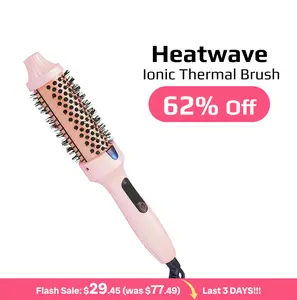 Thermal Brush-Blowout Wavy Boost 1.5 inch Heated Round Brush Look with  LED Display, Dual Voltage, Pink, Hair Heated Curler Brush,Negative Ions Single,for wavy hair,Styling,long-lasting wave,Curling Irons,Detangler Straightening, Ionic Adjustable Heat Per