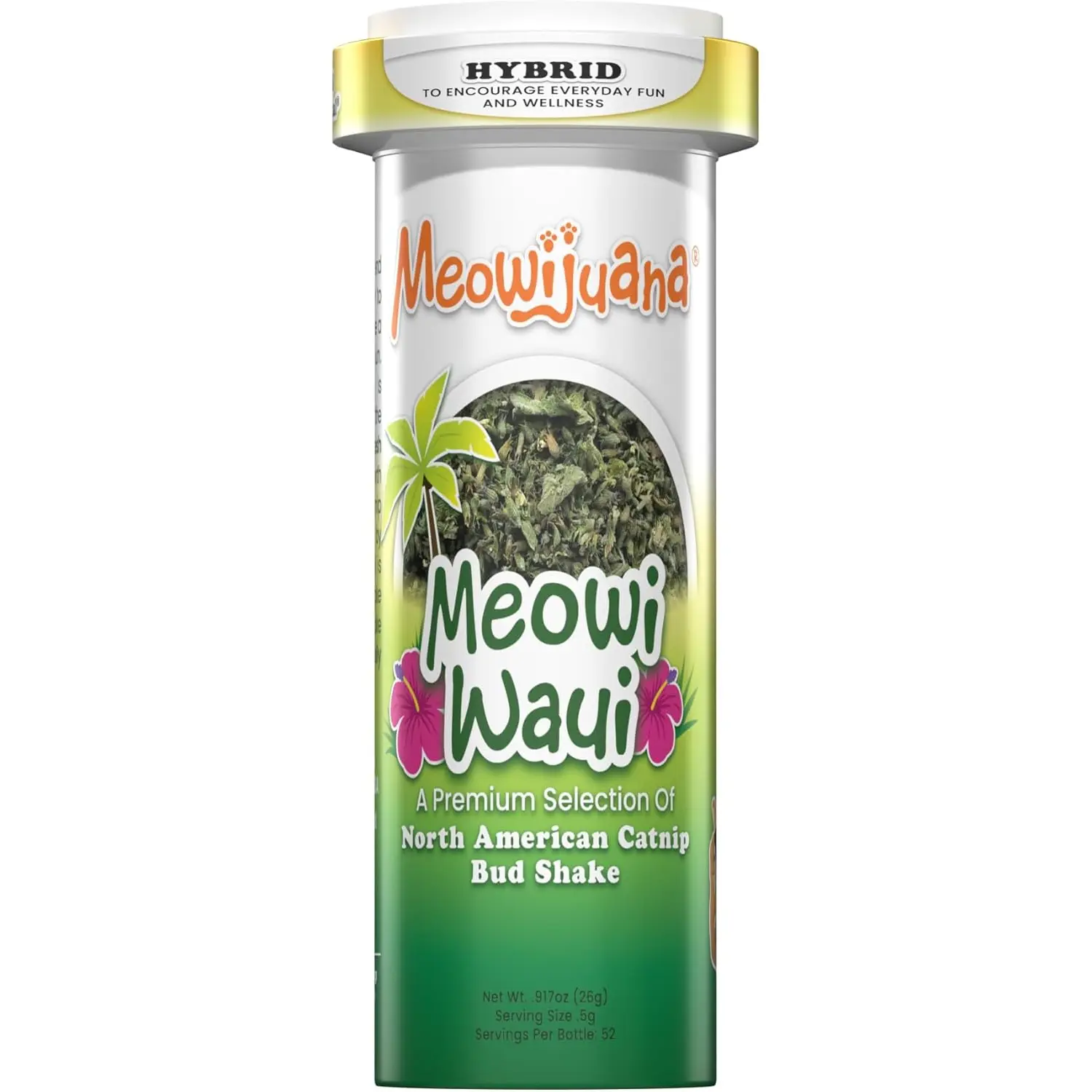 Meowijuana Meowi-Waui | Bud Shake and Catnip Blend | Large Bottle High Potency Blend | Premium Hand Harvested North American Catnip