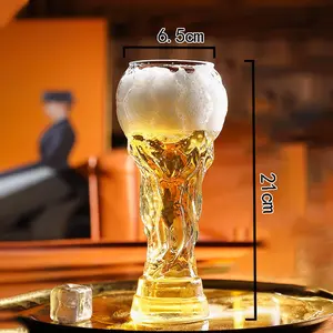 World Cup Hercules Trophy Beer Glass Cup Creative Football Fan Beer Mug Large Capacity Drinking Glass for Bar Party