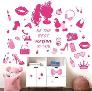 Princess Wall Stickers for Girls Bedroom: Pink Doll Fashion Wall Decals -   Girls Room   Wall Decor