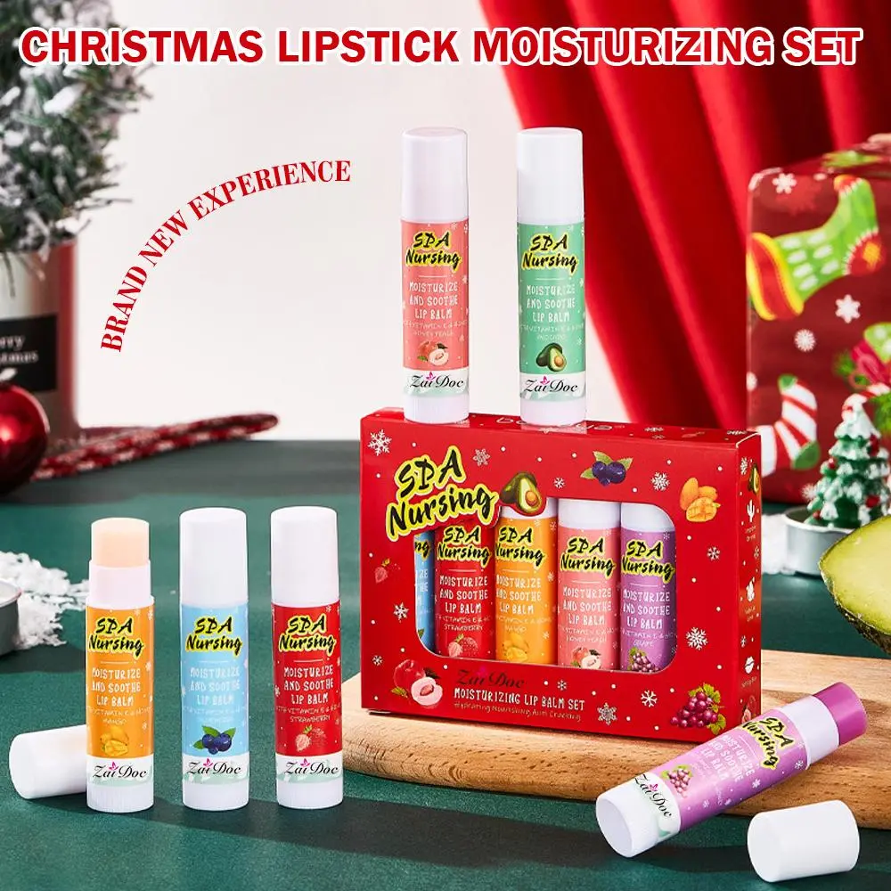 Christmas 6-Piece Lip Balm Gift Set - Moisturizing Lipstick Collection for Daily Use - Festive & Non-Sticky - Perfect for Personal or Shared Use - SDA Nursing Moisturizing Lipstick Collection