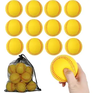 Foam Baseballs 12 Pack Soft Practice Baseballs 9 inch Foam Balls with Mesh Bag for Kids Youth Teenager Safe for Catching,Throwing and Batting Practice