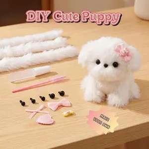 DIY Cute Puppy Set – Plush Keychain Pendant, Handmade Knitting Craft Kit ， Small Plush Pet Toy, High-Value Soft Plush Ornament