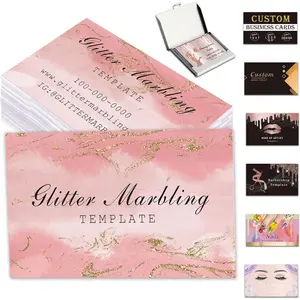 Custom Business Cards Customize with Logo QR Code Personalized Glitter Marbling Cards 1000 500 200 100 for Small Business Double-Sided Printing