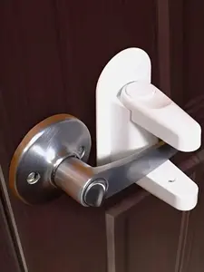 Door Handle Lock Easy Installation No Tools Required 2 Button Press 90 Degree Rotating Handle Polished Metal Surface Durable Reliable Door Knob Door Hardware