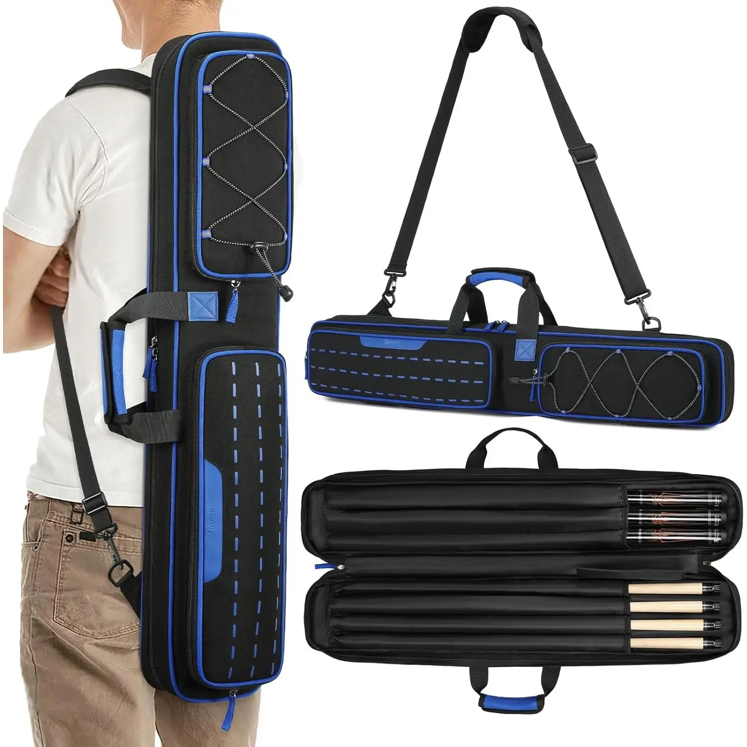 Pool Cue Case, 3x4 / 5x5 Pool Stick Billiard Cue Accessories Soft Padded Bag Case