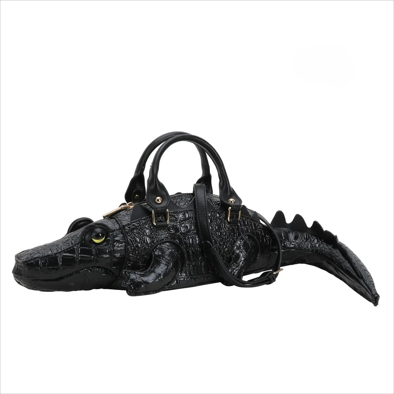 Women's Crossbody Bag, Funky 3D Crocodile Animal Form PU Leather Handbag with Top Handles for Casual Daily Use & Festivals, 19 x 5 x 4.5 Inch, Festive 3D Look, Funky Look, Hand Or Crossbody