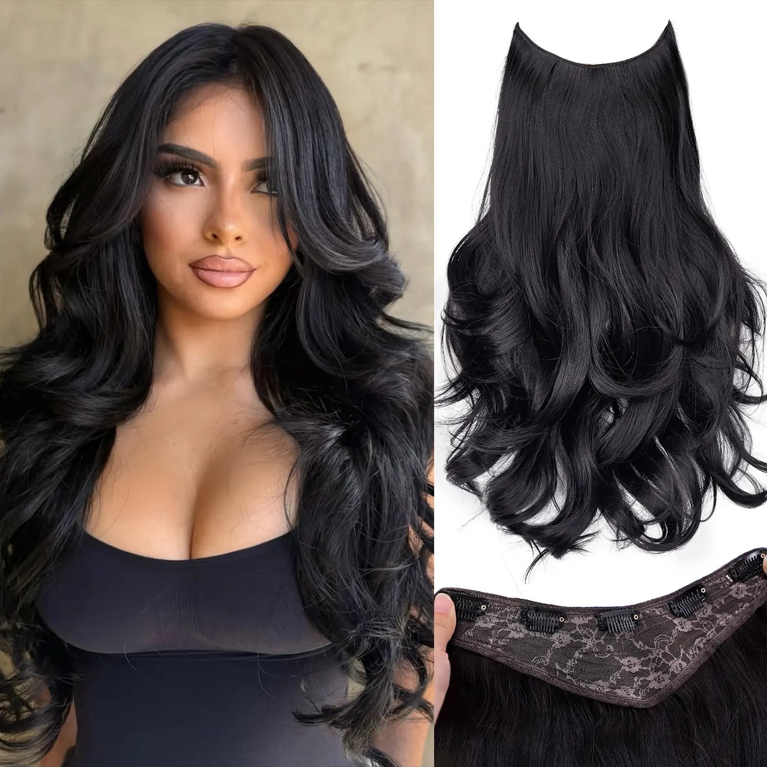Vigorous Women's 20-Inch Clip-in Hair Extensions, 1PCS Long Wavy Natural Layered Soft Full Head Synthetic Hair Pieces