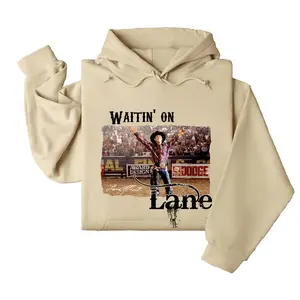 Western Rodeo Hoodie – Waitin’ on Lane Frost Graphic, Vintage Cowboy Sweatshirt, Classic Rodeo Style Pullover, Unisex Country Apparel