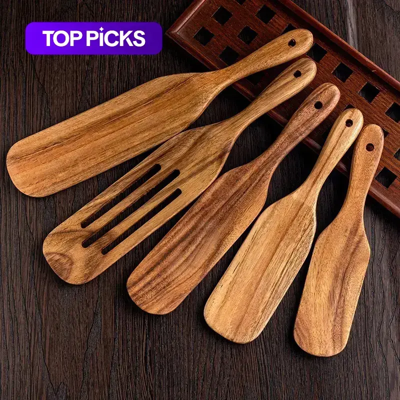 Wooden Spatula Set, Durable Wooden Stir-fry Spatulas, Extended Long Shovel, Non Stick Cooking Utensils for Kitchen, Wooden Cooking Tools, Durable Kitchenware