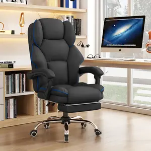 【Spring Glow Up】Ergonomic Office Chair PU Leather Comfortable Adjustable Height High Back Reclining Executive Work Chair with Rolling Wheels Chinese chair Gaming Chair with Footrest
