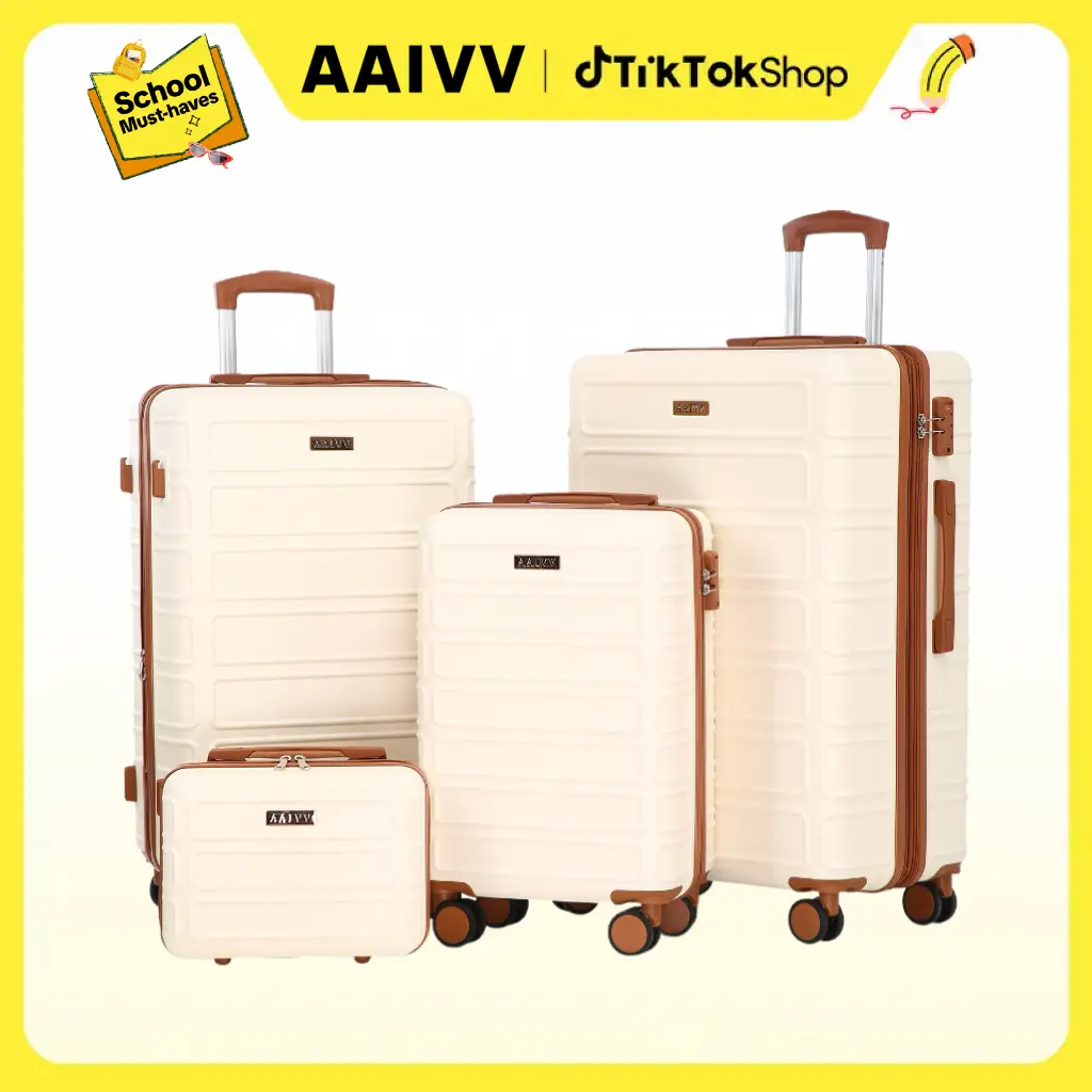 AAIVV 4 Piece Luggage Sets, Double Spinner Wheels, Expandable, TSA Lock Durable Suitcase Set, Traveling Bag, Luggage Sets (13/20/26/28in) summervibes, vacationoutfits,beachoutfits,back to school shopping,back to school,back to school haul