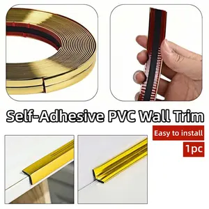 1 Roll of Self Adhesive PVC Wall Trim, PVC Interior Moulding, Wall Decorative Strips, Used for Decorating Edges, Suitable for Wall Seams, Door and Window Frames, Furniture (100cm/200cm/300cm/500cm)