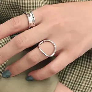 14K Gold  Open Circle Ring | Gold Plated Adjustable Rings for Women | Stackable Rings