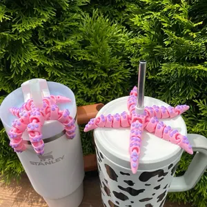 Articulated Starfish Straw Toppers and Charms for Stanley Tumbers & 9.5mm Straws with Durable PLA Design - Stylish, Beverage