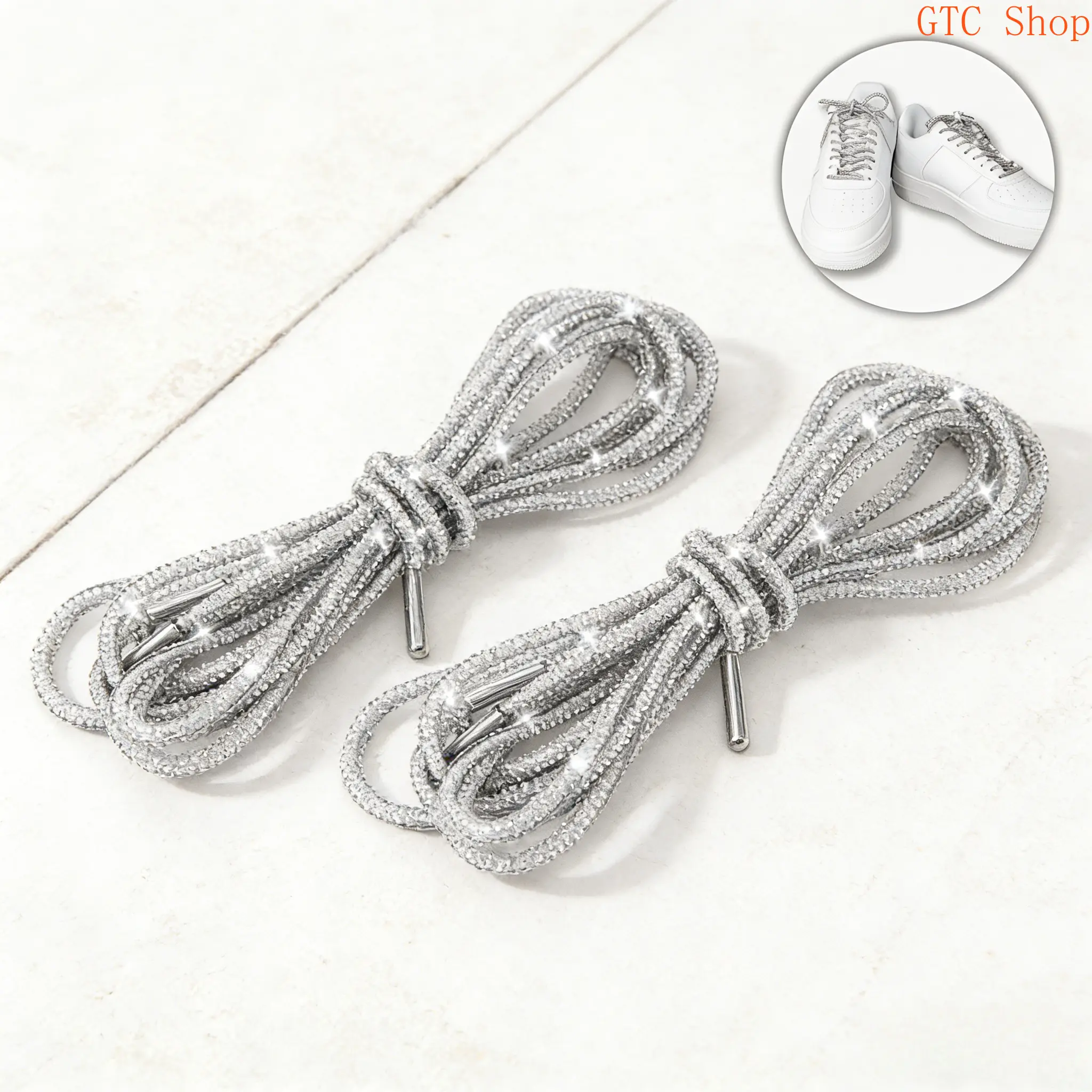 2PCS Rhinestone Glitter Shoe Laces – 47in Shiny Bling Rope Strings, No-Tie Shoelace Anchors Set, Versatile Drawstring Cords for Shoes, Hoodies, Trunks & Bags, Perfect DIY Decor Accessories for Footwear & Bedroom Styling