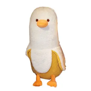 Banana Duck Cute Plush Pillow, Bed, Sofa Ornament Pillow Backrest Home Decoration Gift for Friends (White, 19.7'')