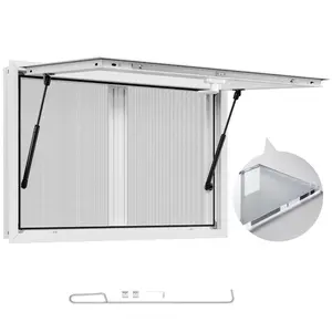 fathersdaygift VEVOR Concession Window 36x24 in, Aluminum Alloy Service Window for Food Truck, Up to 85 Degrees Stand Serving Window with 2 Sliding Windows, Awning Door, and Drag Hook, for Concession Trailers