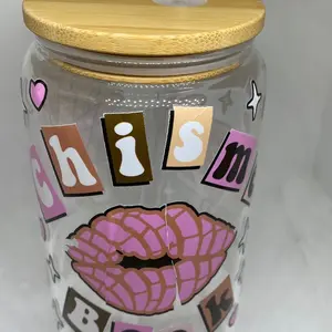 16 ounce Libby glass cups with plastic straw