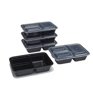 10 Piece 3 Compartment Meal Prep Food Storage Containers, Black Bpa Kitchen