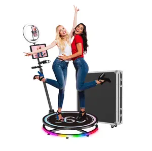 360 Photo Booth Machine for Parties,Extra Battery,Logo Customization,Software APP Remote Automatic 360 Spin Camera Booth  for 2-3 People (26.8''-45.3'')