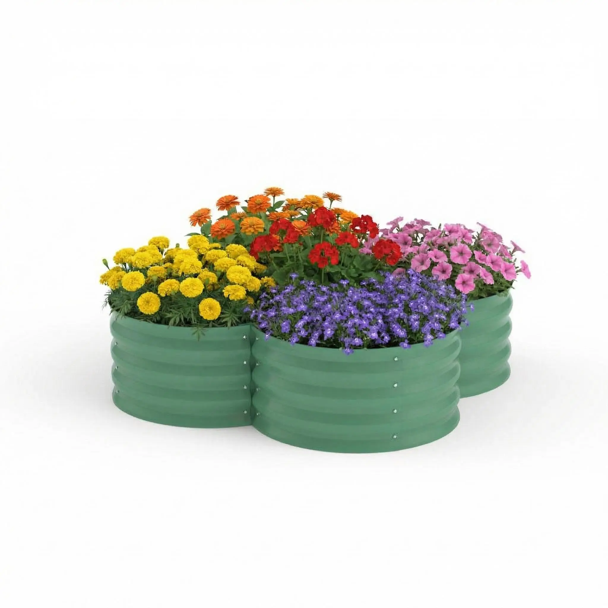 2-Pack 4-Leaf Clover Galvanized Steel Raised Garden Beds, 47.6x11.8in 0.6mm Powder-Coated Metal Planter Boxes for Gardening, Easy-Assembly with Reinforced Stability, Outdoor Furniture for Balconies & Front Porches, Includes Gloves & Assembly Guide