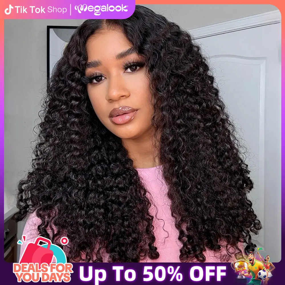 [Givelandstyll's Same Burmese Curly] Megalook Glueless 13X6 Lace Frontal Wig Put On Go Effortless Time-saving Wig With Elastic Drawstring Band Human Hair Wigs #Summervibes