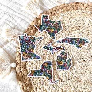 Floral State Sticker | Waterproof, Vinyl, Removable | 3x3 in. | 5 Available Patterns
