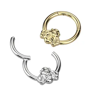 16G Bumble Bee Hoop • Clicker Ring • Nose Ring • Septum Ring • Seamless Hoop • Titanium • Helix • Cartilage Piercing • Daith • Earring
