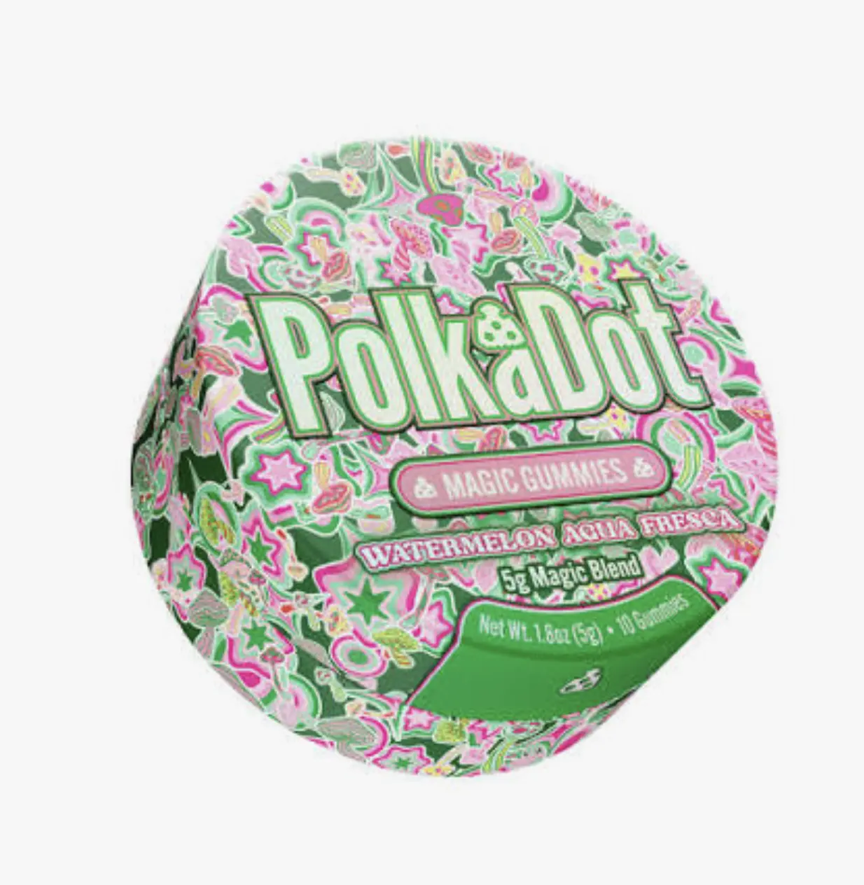 Polkadot Watermelon Agua Fresca Gummies, 10 Count, High Potency Plant-Based Gummies, Soft Chewy Gummies, 100% Organic Ingredients, High-Quality Formula, Freshness-Sealed, Secure Reusable Metal Tin, Travel-Friendly Packaging, Proudly Made in USA