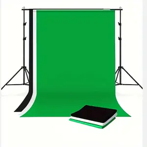 Big Size 13 X 10 FT/ 10 X 6.6 FT 4MX3M/3MX2M Black White Green Screen Backdrop for Photography Chromakey Virtual Chromakey High Density Polyester Fabric Pure Black Photo Backdrop Curtain Screen Collapsible Seamless for Shoot Portraits Party Video Studio