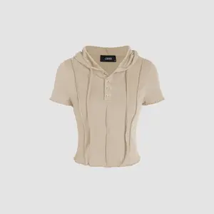 Cider [3 colors, size 0-26] Button Up Short Sleeve Crop Hoodie SwimWeek SummerWins